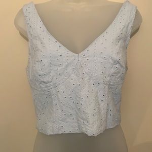 Lulu’s blue eyelet crop tank
